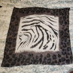 Halston Animal Print Silk Chiffon Scarf